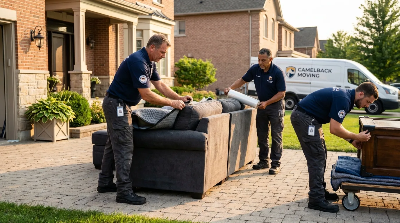 Large estate moving crew wrapping furniture in Weiser, ID